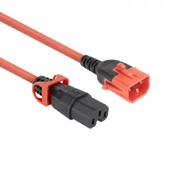 Maitinimo laidas ACT C14 IEC Lock+ Dual Locking į C15 IEC Lock+ raudonas, 3 m, 250V 10A