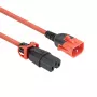 Maitinimo laidas ACT C14 IEC Lock+ Dual Locking į C15 IEC Lock+ raudonas, 3 m, 250V 10A