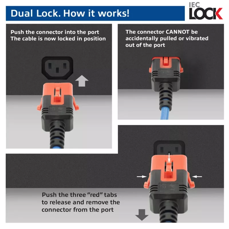 ACT maitinimo laidas C14 IEC Lock+ Dual Locking - C15 IEC Lock+ mėlynas 2 m, PC3874