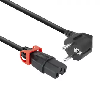 Maitinimo laidas ACT CEE 7/7 (kampuotas) į IEC C15 Lock+ juodas, 3 m, 10 A, 250 V