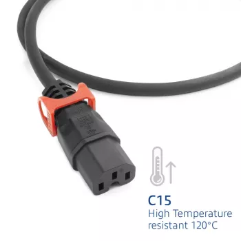 Maitinimo laidas ACT CEE 7/7 (kampuotas) į IEC C15 Lock+ juodas, 3 m, 10 A, 250 V