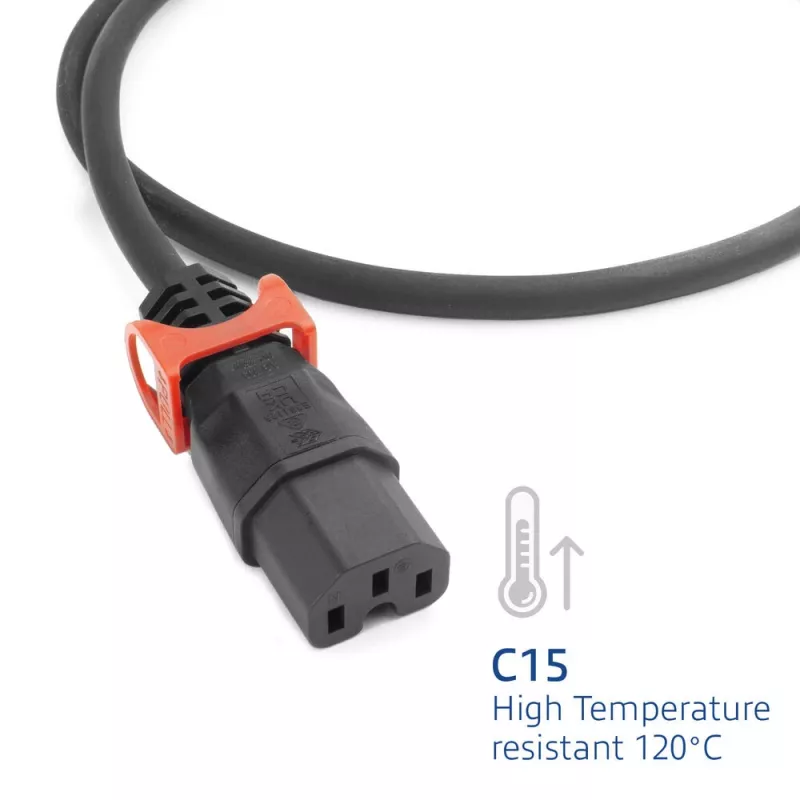 Maitinimo laidas ACT CEE 7/7 (kampuotas) į IEC C15 Lock+ juodas, 3 m, 10 A, 250 V
