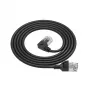 ACT Black 0,25 m U/FTP CAT6A LSZH plonas jungiamasis kabelis su RJ45 jungtimis 90° kampu į kairę ir tiesia