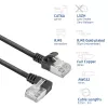 ACT Black 0,25 m U/FTP CAT6A LSZH plonas jungiamasis kabelis su RJ45 jungtimis 90° kampu į kairę ir tiesia