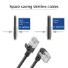 ACT Black 0,25 m U/FTP CAT6A LSZH plonas jungiamasis kabelis su RJ45 jungtimis 90° kampu į kairę ir tiesia