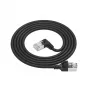 ACT Black 3 m U/FTP CAT6A LSZH plonas pataisos laidas su RJ45 jungtimis 90° kampu į dešinę ir tiesia