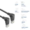 ACT Black 5 m U/UTP CAT6A LSZH Slimline jungiamasis laidas su RJ45 jungtimis 90° žemyn iki 90° žemyn