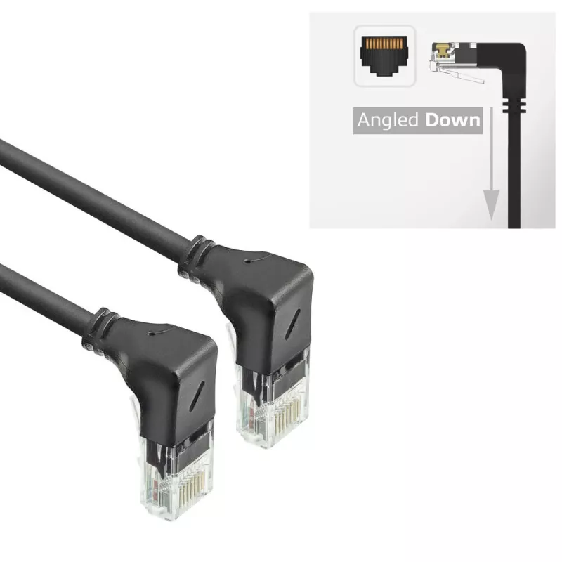ACT Juoda 0.15 meters U/UTP CAT6A LSZH Slimline komutacinis kabelis su DD5930
