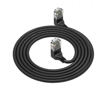 ACT Black 0.15 m U/UTP CAT6A LSZH plonas pataisos laidas su RJ45 90° kampu į viršų jungtimis