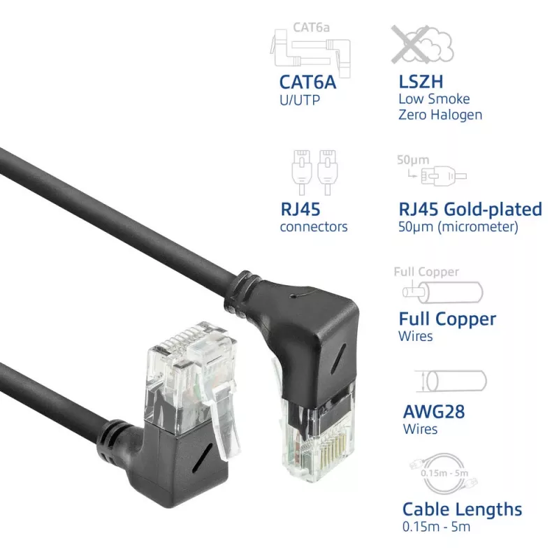 Tinklo jungiamasis laidas ACT DD7905 Cat6a U/UTP 5 m Juodas RJ-45