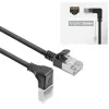 ACT Black 2 m U/FTP CAT6A LSZH plonas šokinėjimo kabelis su RJ45 jungtimis 90° kampu žemyn į tiesią