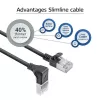 ACT Black 2 m U/FTP CAT6A LSZH plonas šokinėjimo kabelis su RJ45 jungtimis 90° kampu žemyn į tiesią