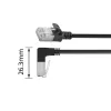 ACT Black 5 m U/FTP CAT6A LSZH Slimline patch laidas su RJ45 jungtimis 90° kampu žemyn į tiesų