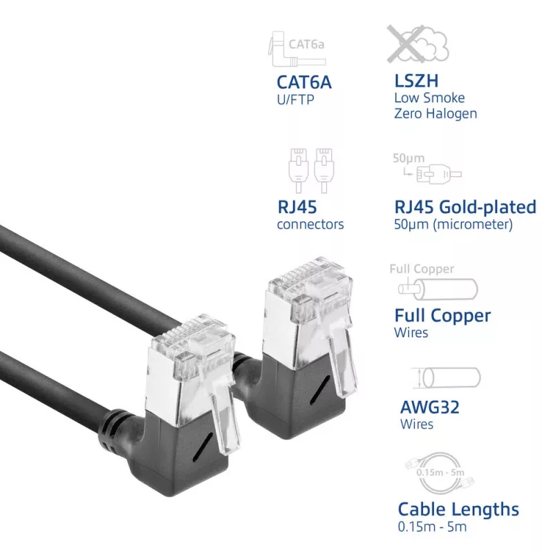 Tinklo kabelis ACT DA6903 Cat6a U/FTP (STP) RJ-45 į RJ-45 juodas 3 m