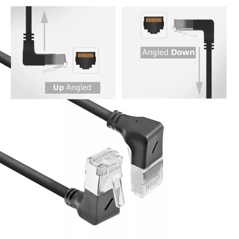 Tinklo kabelis ACT DA7900 Cat6a U/FTP (STP) juodas 0,5 m su RJ-45 jungtimis, paauksuotais kontaktais