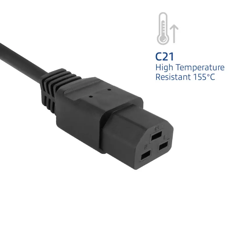 Maitinimo laidas ACT C14 į C21 IEC60320 juodas 1 m, 250 V, 10 A