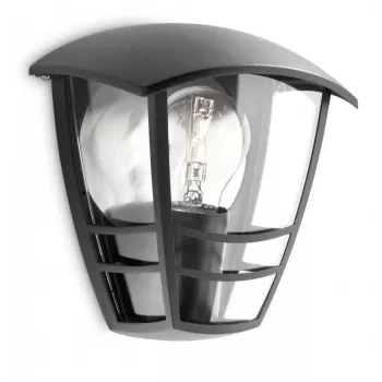 Philips myGarden Creek sieninis šviestuvas 60W E27 be lemputės, juodas, metalas, IP44, sodui, terasai, II klasė