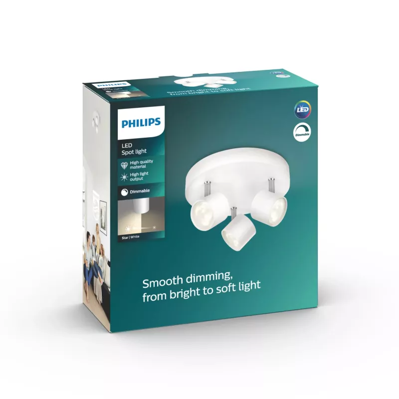 Philips myLiving Star LED akcentinis šviestuvas, 3 lempų, 1500 lm, baltas