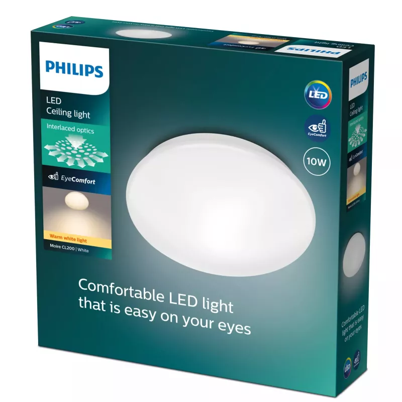 Philips Functional Moire lubinis šviestuvas 10 W, LED, nekeičiama lemputė, 2700 K, 1000 lm, IP20, baltas