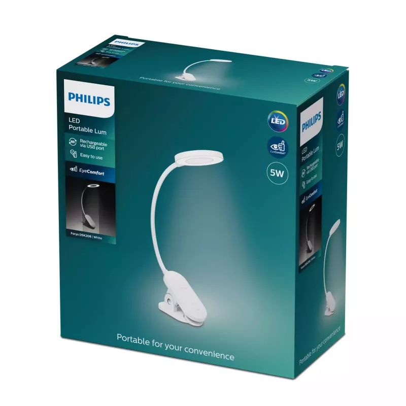 Philips Functional Forys Clip stalinė lempa, balta, plastikinė