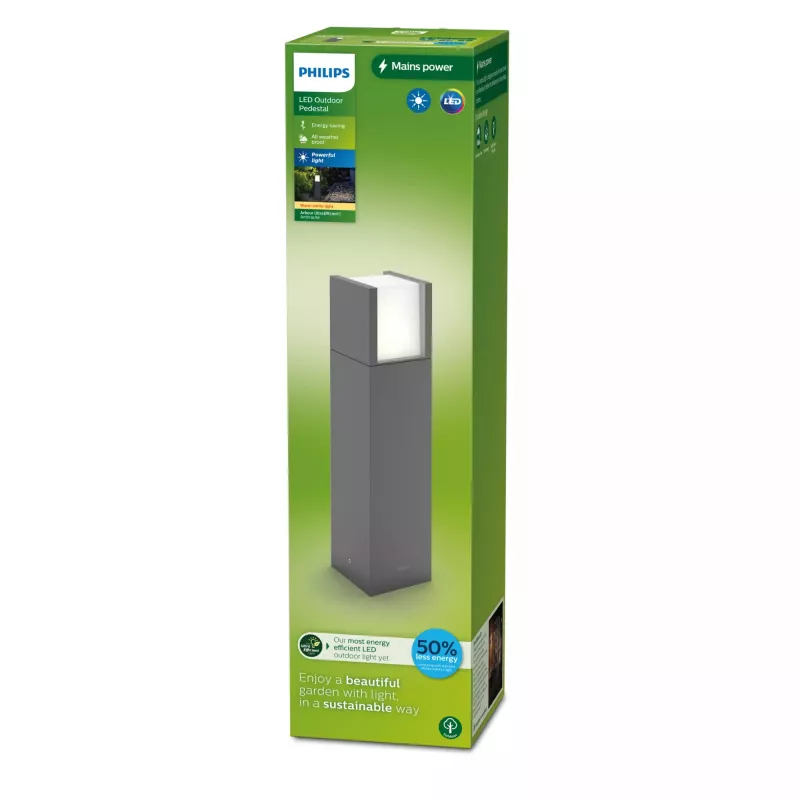 Lauko stulpinis/takinis šviestuvas Philips Arbour 3.8W LED Antracitas, 220–240V, Metalinis korpusas