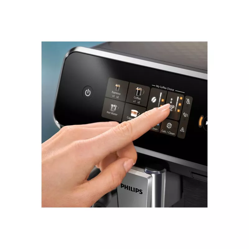 Firminis kavos aparatas Philips EP2334/10 – pilnai automatinis, keraminis malūnėlis, pieno indas, AquaClean filtras, jutiklinis ekranas, juodas