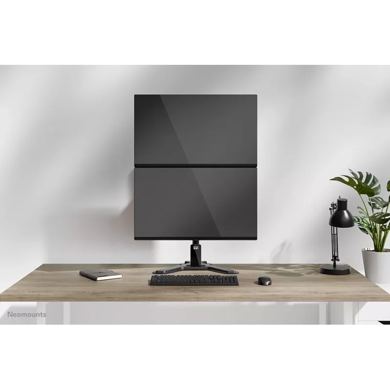 Neomounts DS45-600BL2V dviejų monitorių stovas, 10–32 col., VESA 75×75–100×100, max 9 kg, laisvai pastatomas, juodas