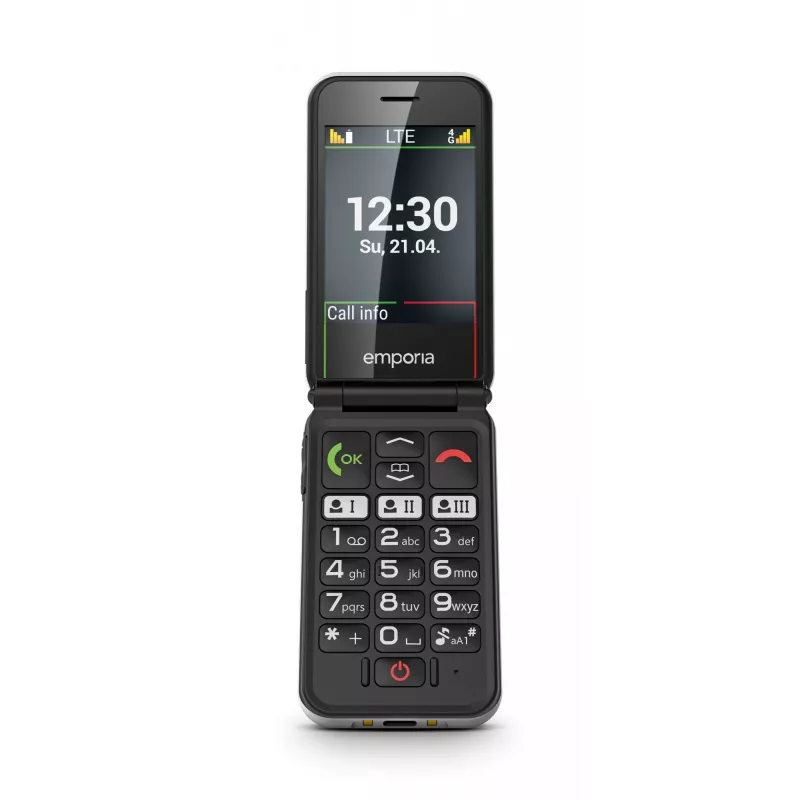 Emporia SIMPLICITYglam.4G 7.11 cm (2.8 colio) 106 g Juodas senjorų telefonas