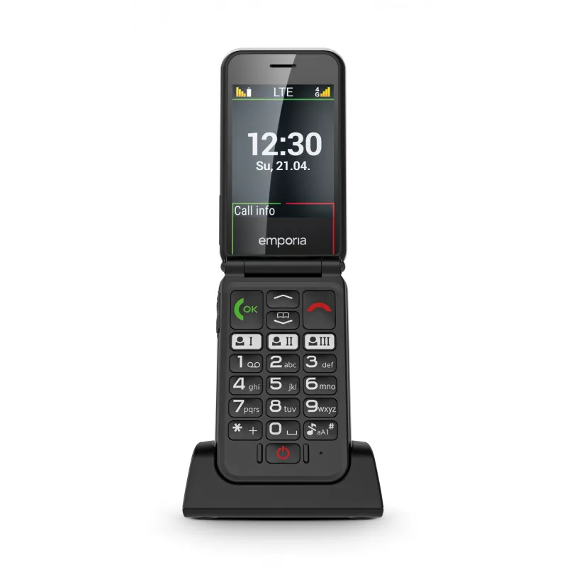 Emporia SIMPLICITYglam.4G 7.11 cm (2.8 colio) 106 g Juodas senjorų telefonas