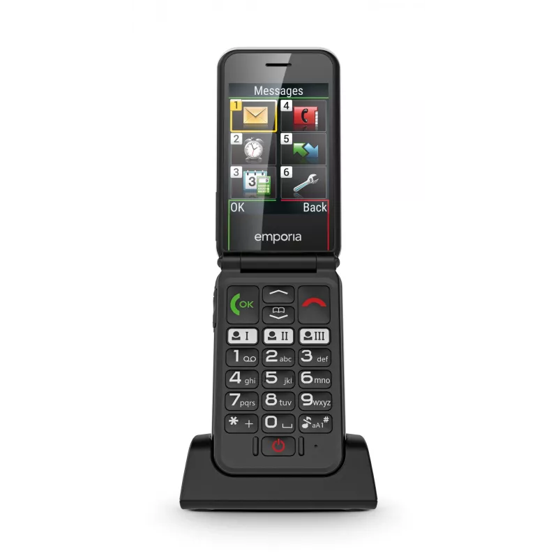 Emporia SIMPLICITYglam.4G 7.11 cm (2.8 colio) 106 g Juodas senjorų telefonas
