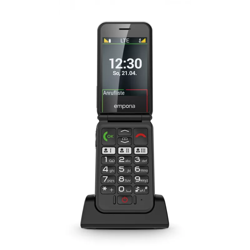 Emporia SIMPLICITYglam.4G 7.11 cm (2.8 colio) 106 g Juodas senjorų telefonas
