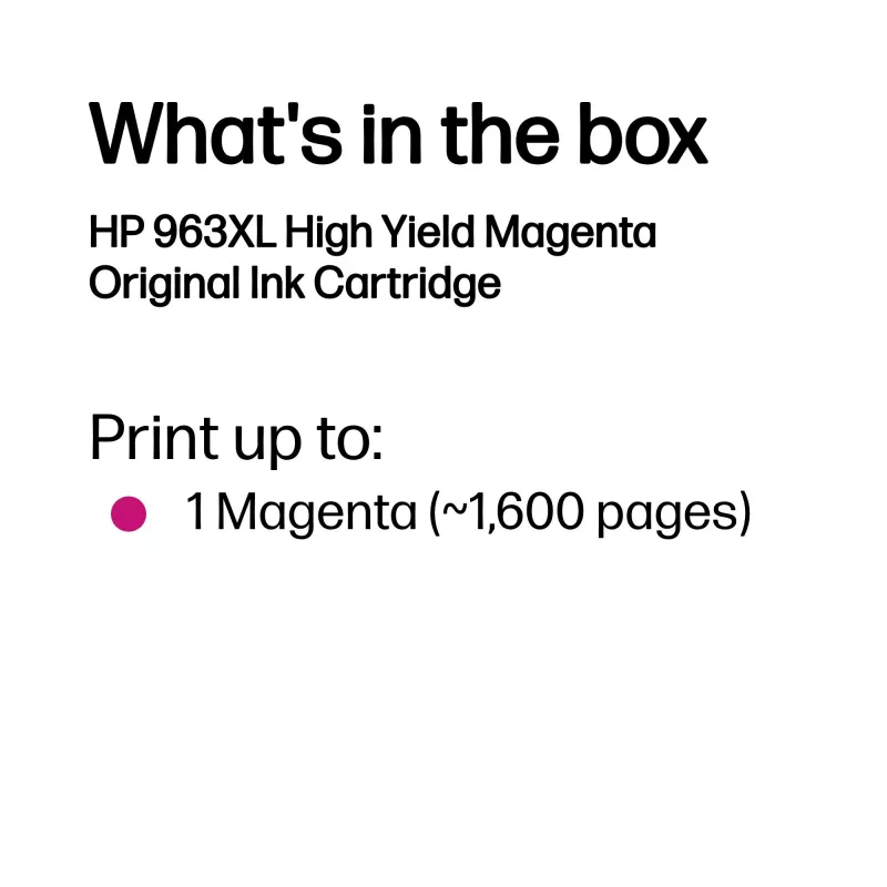 HP 963XL High Yield Original rašalo kasetė, purpurinė, 1 vnt., 1600 puslapių