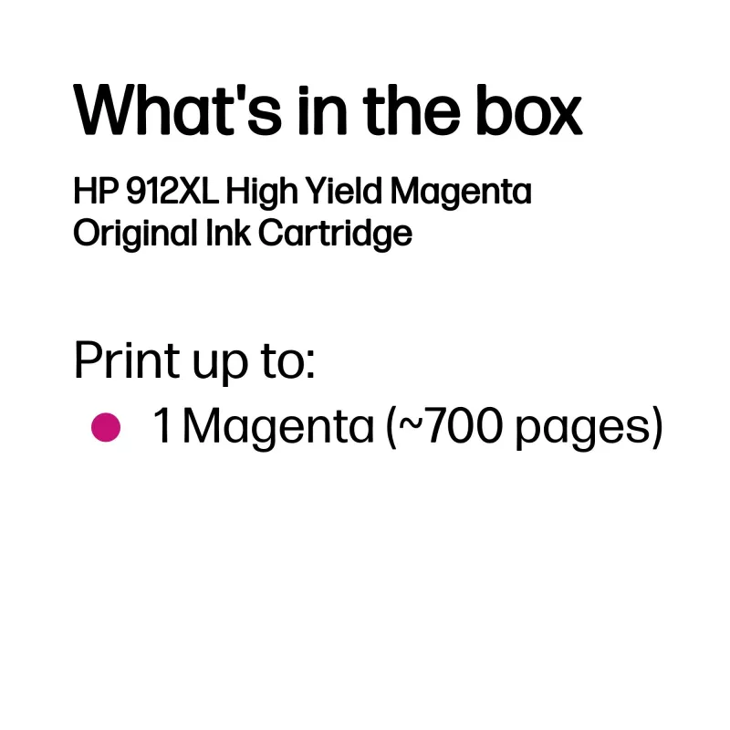 HP 912XL High Yield Magenta Original rašalo kasetė, rausvai violetinė, 1 vnt., 700 puslapių