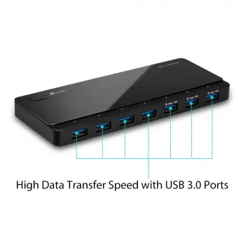 TP-Link UH700 USB 3.2 Gen 1 šakotuvas, 7 prievadai, Micro-B, juodas