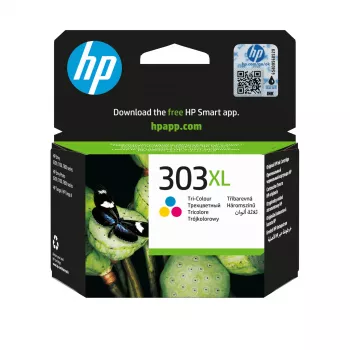 HP 303XL didelės išeigos spalvotas originalus rašalo kasetė, žydra, purpurinė, geltona, 1 vnt., 415 puslapių
