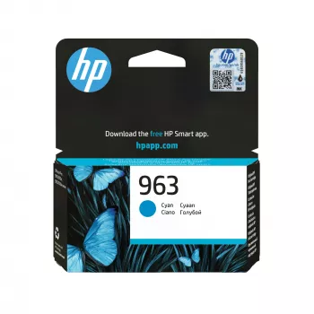 HP 963 Cyan Original rašalo kasetė, mėlyna, 1 vnt., 700 puslapių
