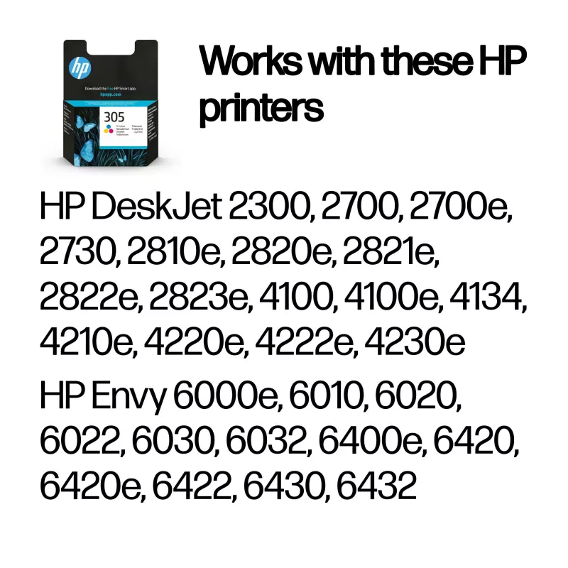 HP 305 Tri-color Original rašalo kasetė, žydra, rausvai raudona, geltona, 1 vnt., 100 puslapių