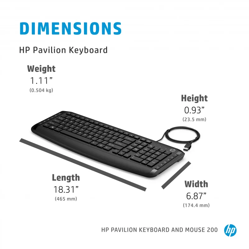 Klaviatūros ir pelės rinkinys HP Pavilion Keyboard and Mouse 200