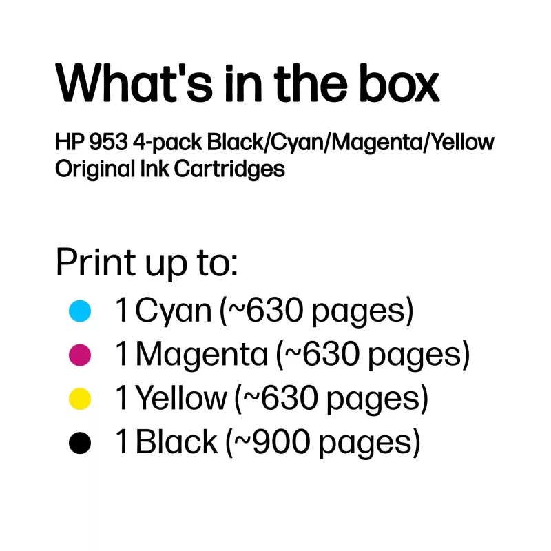 HP 953 4 spalvų rinkinys (juoda/cianas/magenta/geltona) Originalūs rašalo kasetės