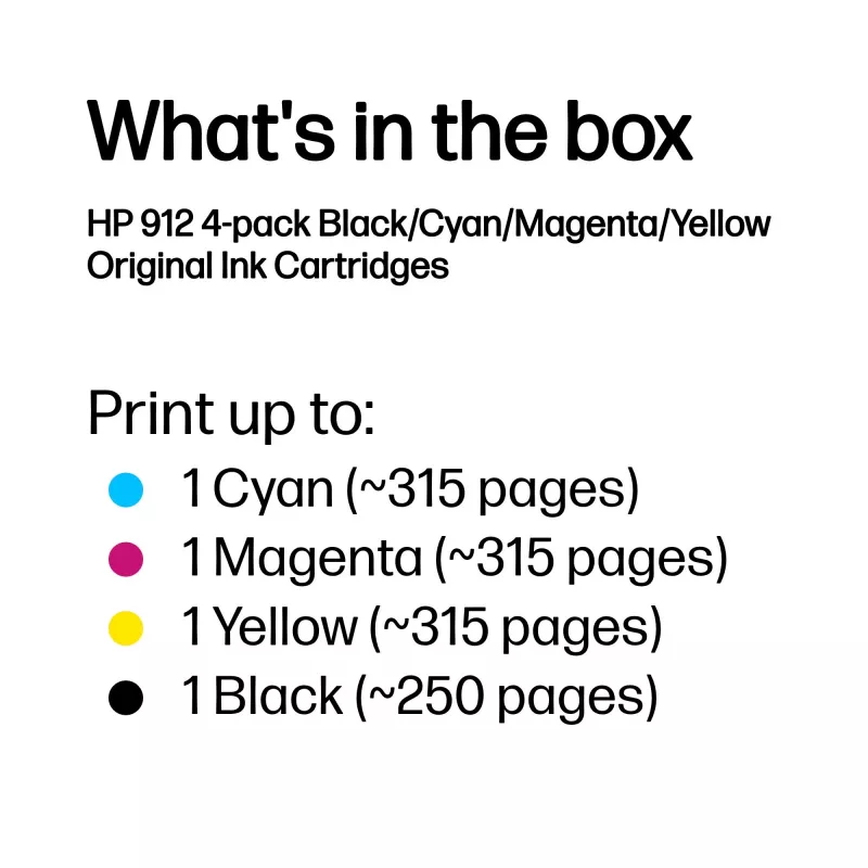 HP 912 4 vnt. rinkinys Juoda/Cian/Magenta/Geltona Originalūs rašalo kasetės