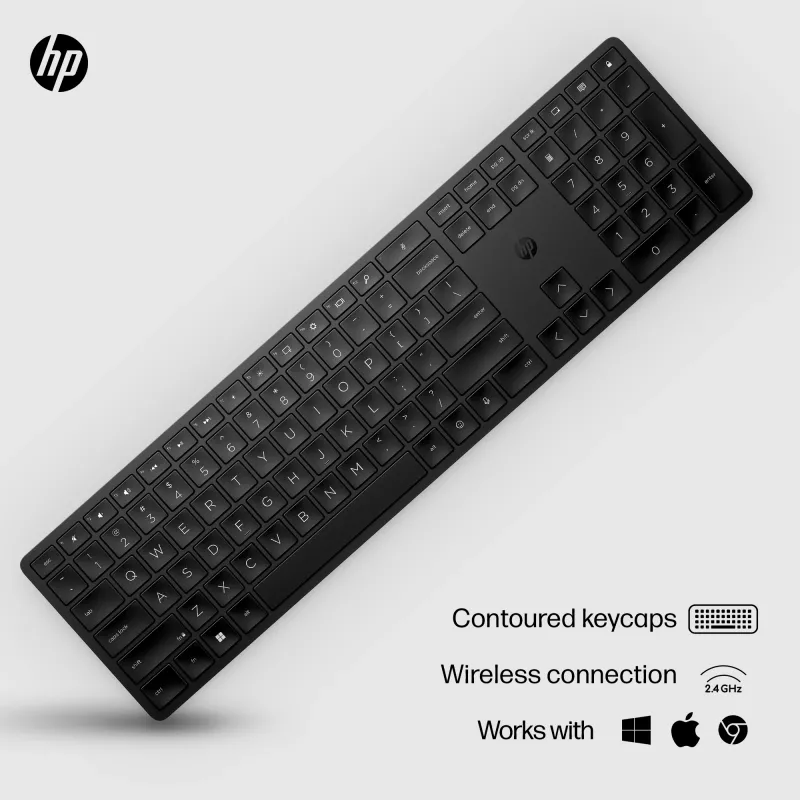 HP 450 Programmable belaidė klaviatūra, pilno dydžio, RF belaidė, USB, juoda
