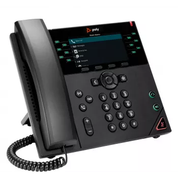 HP Poly VVX 450 12 linijų IP telefonas su PoE, laidinis ragelis, 4,3 colio spalvotas LCD ekranas, juodas