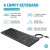 HP 150 laidinė klaviatūra, pilno dydžio USB, juoda, 1 m laidas