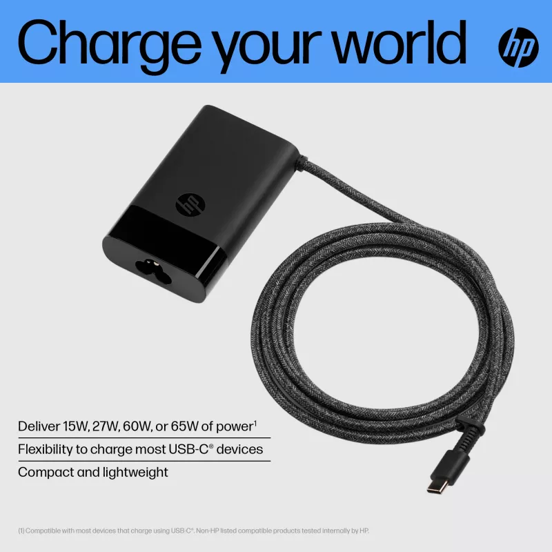 HP USB-C 65W nešiojamojo kompiuterio įkroviklis, 65 W, 5–20 V, 1,6 A