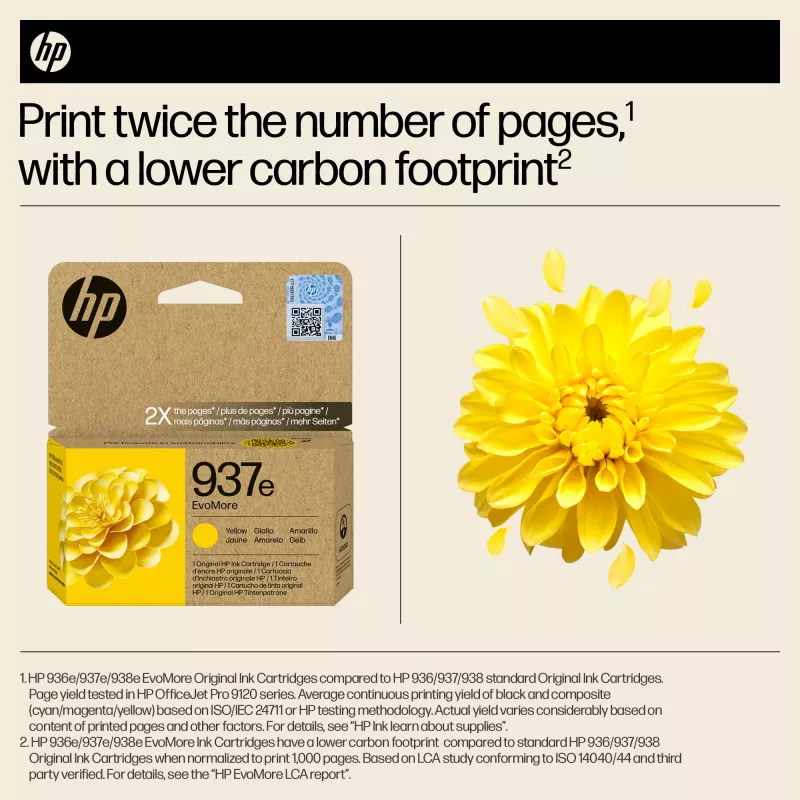 HP 937e EvoMore geltona originali kasetė