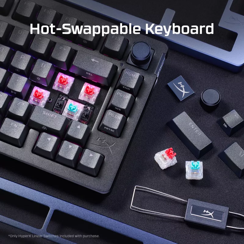 Žaidimų klaviatūra Kingston HP HyperX Alloy Rise (7G7A3AA#ABD) – kompaktiška laida mechaninė klaviatūra