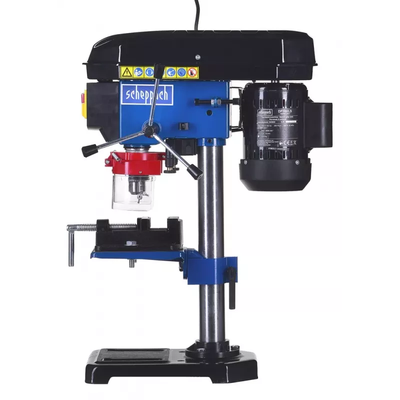 Stalinis gręžimo stovas Scheppach DP16VLS 500W, plieninis korpusas, 230–240V, 2500 RPM, 13 mm griebtuvas, 600×220×435 mm