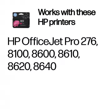 Kasetė HP 951 Magenta Original – pigmentinis rašalas, standartinė talpa, 8 ml, 535 puslapiai