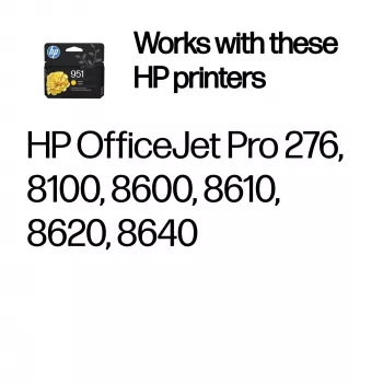 HP 951 geltona originali rašalo kasetė, geltona, 1 vnt., 535 puslapiai