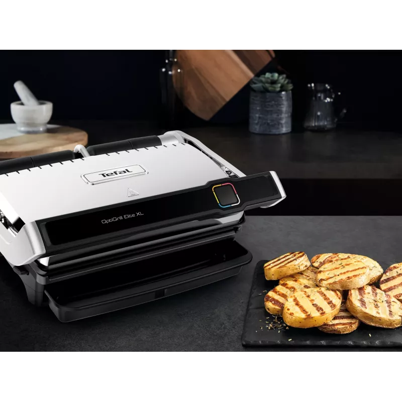Kontaktinė grilio keptuvė Tefal OptiGrill Elite XL GC760D – nerūdijantis plienas, 800 cm² paviršius, 2200 W